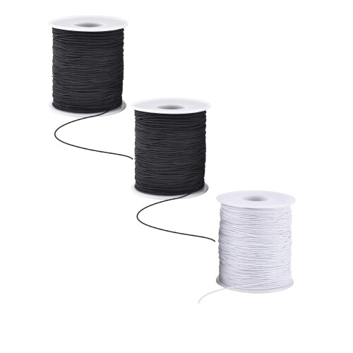 Svart elastisk snor 1 mm til armbåndsfremstilling
