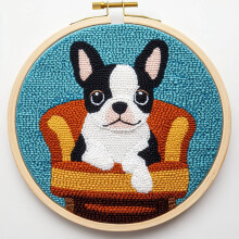 Boston Terrier Punch Needle Kit – Beginner DIY Embroidery