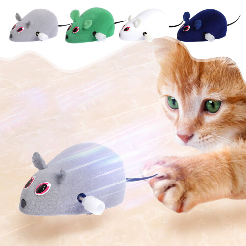 Souris floquée à remontoir pour chats, 1 pièce