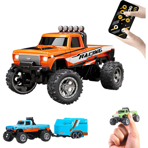 Mini Monster Truck RC 1:64 con luci e telecomando a 2,4 GHz