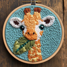 Baby Giraffe Punch Needle Kit – DIY Borduurset voor