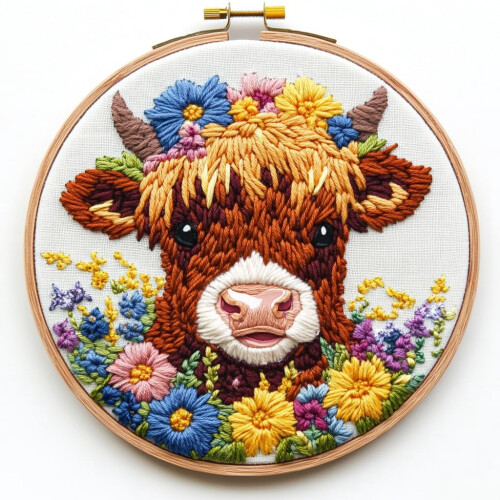 Punch Needle Kit: Highland Cow Design – Beginner