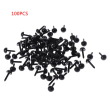 Yeux en épingle à nourrice noire pour poupées, 3-6 mm, 100 pièces