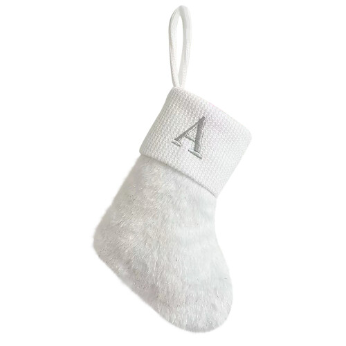 Chaussettes de Noël en soie blanche brillante brodées