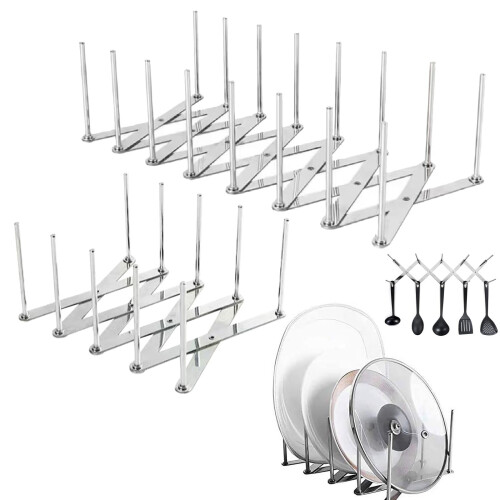 Support réglable pour couvercles de casseroles en acier inoxydable