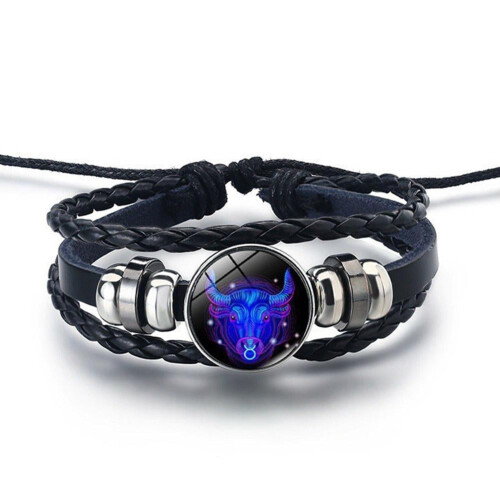Pulsera de cuero con diseño de constelación unisex