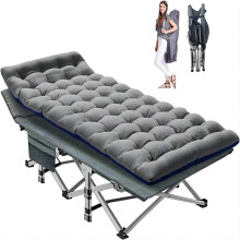 Hopfällbar campingsäng med dubbelsidig madrass, 180 x 61 cm