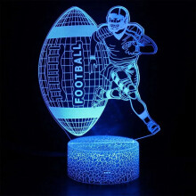 LED futbalová lampa akrylová 3D nočná lampa 16 farieb