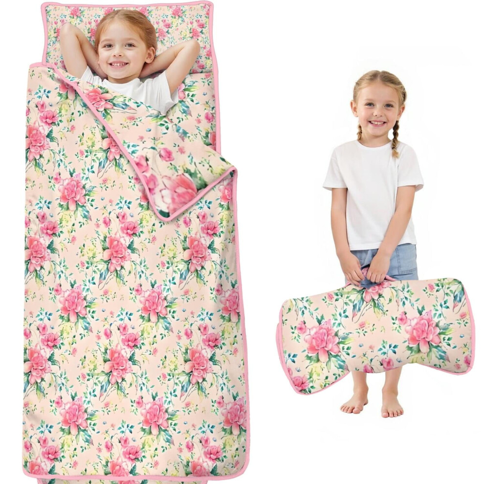 Toddler Nap Mat with Pillow & Blanket – Cotton-Polyester