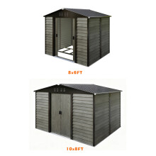 (10x8ft, Grey) BIRCHTREE Metal Garden Shed Apex Wood Grain