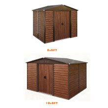 (10x8ft, Brown) BIRCHTREE Metal Garden Shed Apex Wood Grain