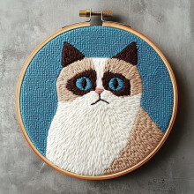 Punch Needle Kit Ragdoll Cat – Beginner Embroidery Set