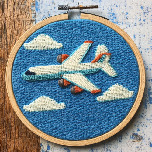 Tegneseriefly-hullsålsett – DIY-broderisett