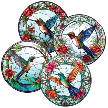 Autocolante pentru ferestre cu motive de colibri – PVC reutilizabil, sticlă