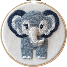 Punch Needle Kit Grey Elephant 20x20cm