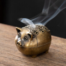 Quemador de incienso Wealth Pig de aleación antigua mini
