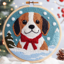Punch Needle Kit Cartoon Beagle Puppy 20x20cm