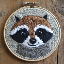 Raccoon Punch Needle Kit for Beginners – DIY Embroidery