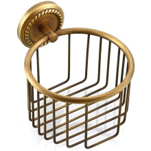 Soporte para papel higiénico de latón antiguo con cesta de alambre
