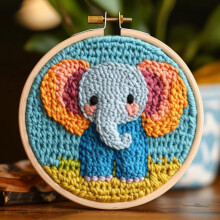 Baby Elephant Punch Needle Kit – DIY Embroidery Set with