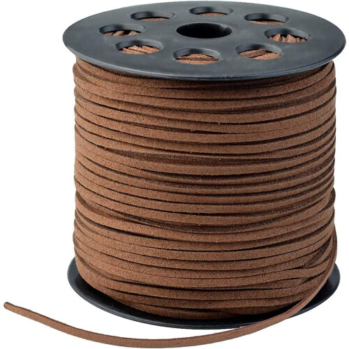 Cordon en daim couleur café 3 mm x 100 yards