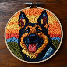 Punch Needle Kit German Shepherd Sunset 20x20cm