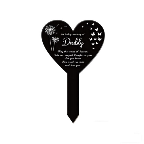 Placa memorial em acrílico para o papai com dente-de-leão e borboleta.