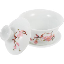 Mini Kung Fu Tea Cup Set 3.2 Inches Bird Song Flower Tea Bowl Ceramic Tea Cup for Jasmine Tea