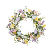 Paaskrans met bloemen en eieren, 45 cm