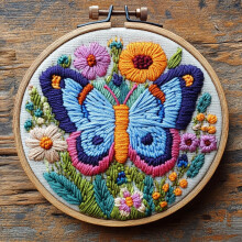 Punch Needle Kit Butterfly in Flowers 20x20cm