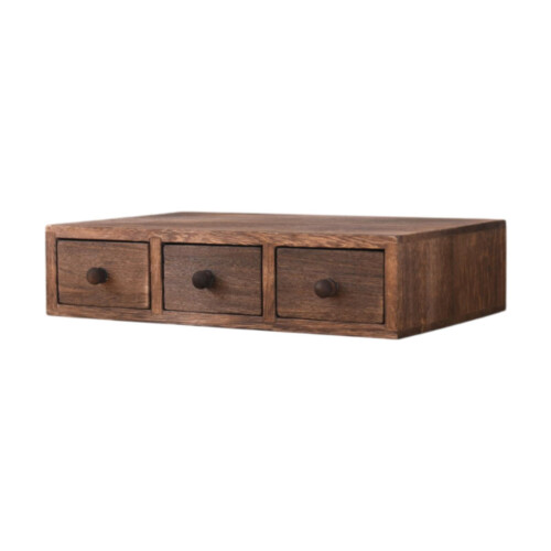 Organizador de mesa de madeira com 3 gavetas