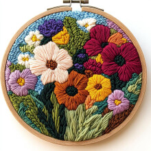 Abstract Wildflower Punch Needle Kit – Printed Pattern,