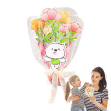 Kit de cartão com buquê de flores para o Dia das Mães para crianças