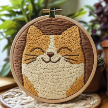 Cat Punch Needle Kit for Beginners – DIY Yarn Embroidery