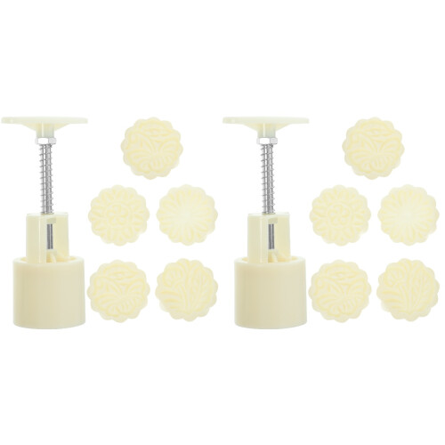 2Sets DIY Moon Cake Mold Silicone Plastic Hand-Press Cookie Stamp Tool