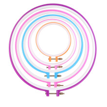 Set de 5 cercuri rotunde pentru brodat, din plastic PP, asortate