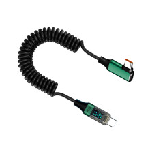 Cabo USB-C de 90 graus com mola e visor digital, PD de 100 W