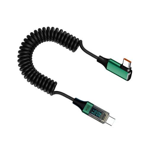 Cabo USB-C de 90 graus com mola e visor digital, PD de 100 W
