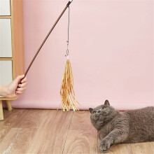 Katzenangelstab – Leinenquastenspielzeug, 40 cm, Orange