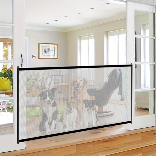 Ρυθμιζόμενη Πόρτα Κατοικίδιων χωρίς Τρυπάνι για Σκύλους και Γάτες, Μαύρη
