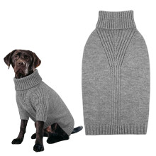 Hundetrøje med termisk strik, rullekrave, grå L