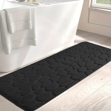 Tappeto da bagno lavabile, nero, rettangolare, 1017 pollici