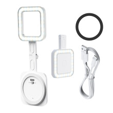 Lampe selfie carrée magnétique 2500K–9000K, 30 LED, USB-C