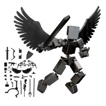 Figura de ação articulada impressa em 3D com 12 armas.
