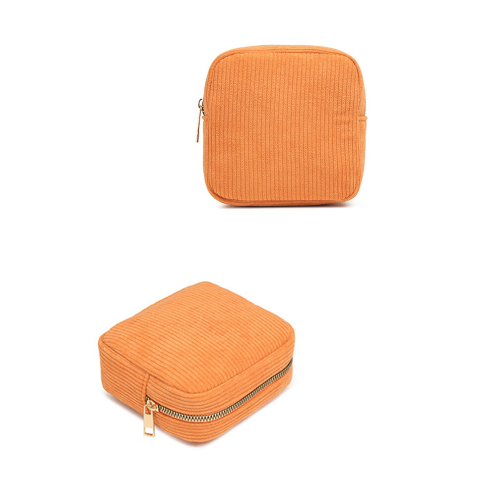 Corduroy makeup bag small zippered cosmetic case for women