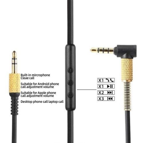 Audio Cable - Marshall - Monitor/Major II - 3.5 mm - 1.3 m extendable - Built-in Microphone 1