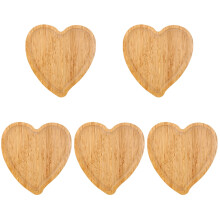 5Pcs Khaki Bamboo Heart Shape Dessert and Fruit Serving Trays