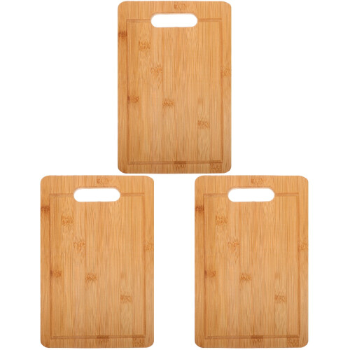 3Pcs Bamboo Cutting Boards Khaki for Kitchen Home Use Chopping