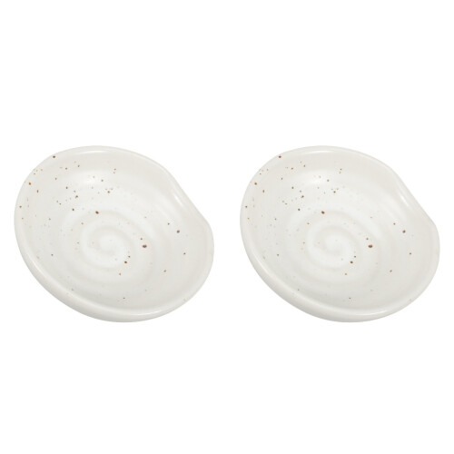 2Pcs Lightweight Ceramic Sauce Dish Spoon Rest Versatile Kitchen Plate