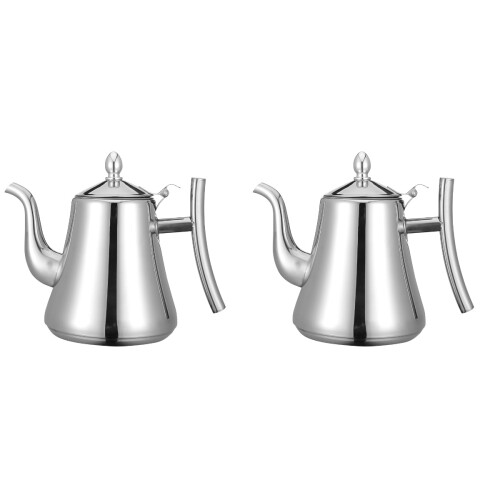 2Pcs Stainless Steel Tea Pot Silver Tea Kettle for Home